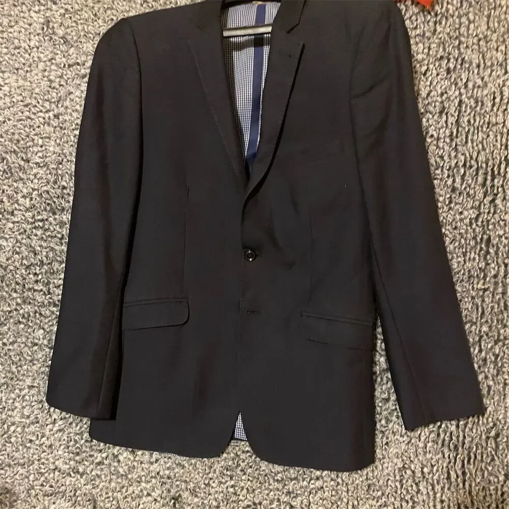 Zara Men's Black Check Slim Fit Blazer Size Small Formal Single-Breasted